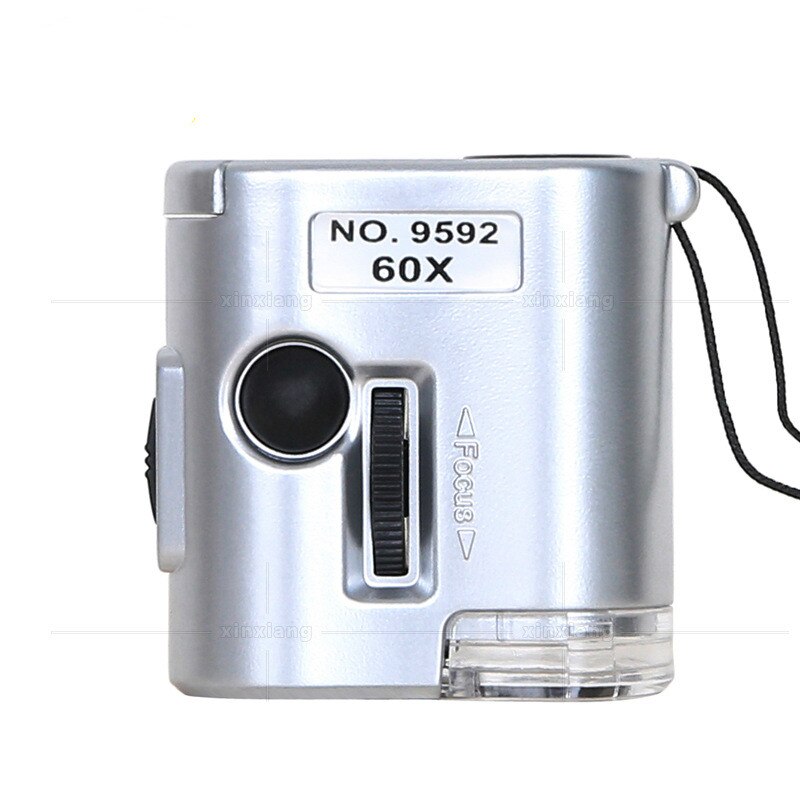 60x bærbare multifunktionelle mikroskop mini lommelup med led lys seddel kontrol miniature mikroskop