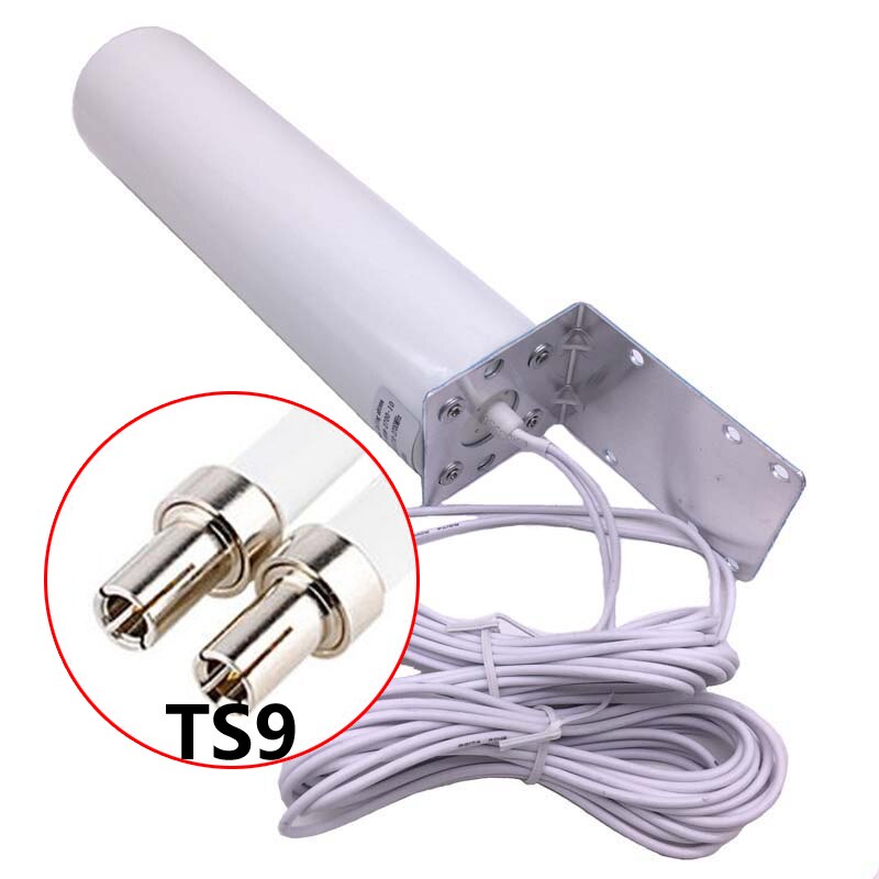 Antena WiFi CRC9 4G LTE para exteriores, SMA Omni Antenne 3G TS9 con 5 metros de Cable de conector dual para módem Huawei ZTE Router: with TS9 connector