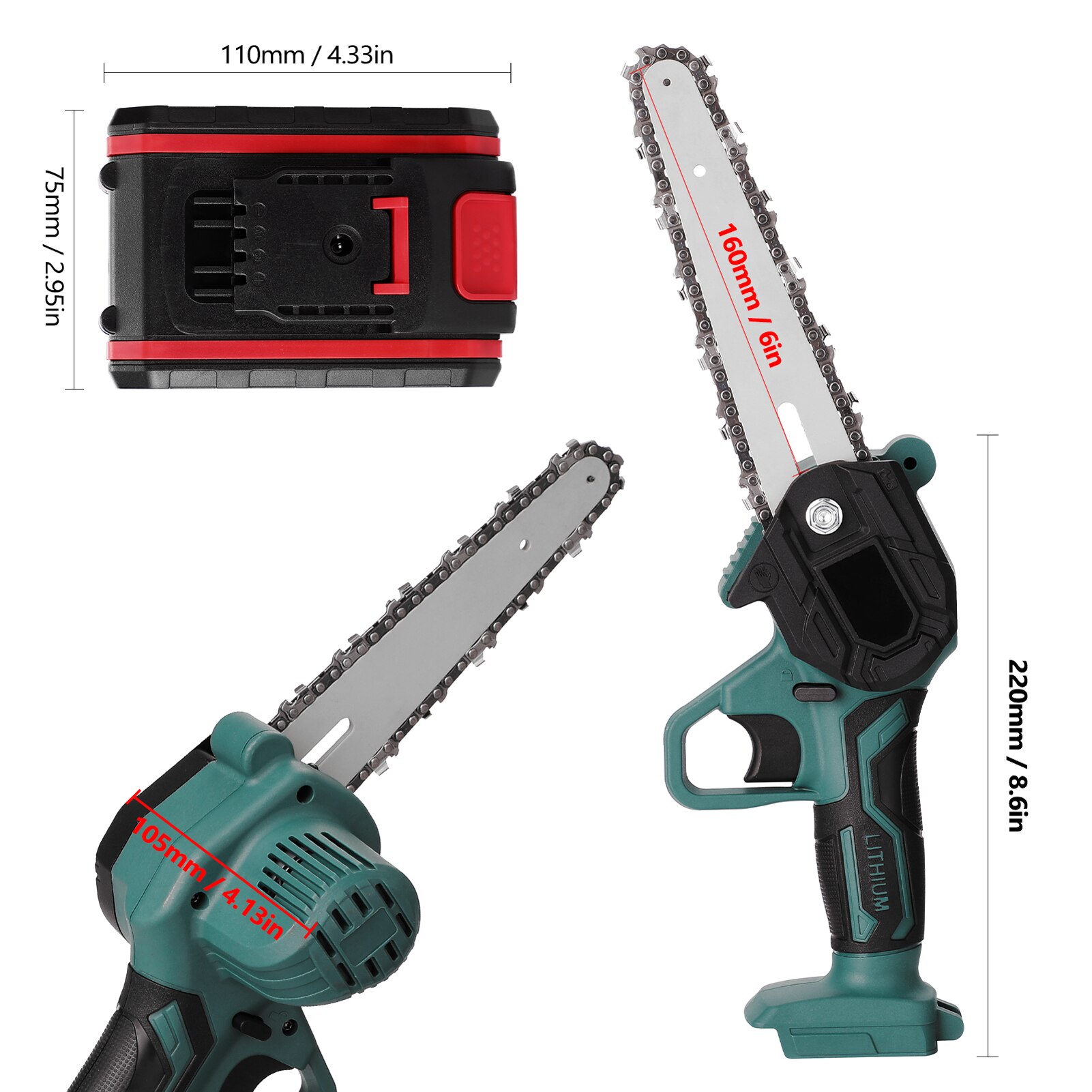 Mini Sierra de poda eléctrica portátil, 21V, pequeña sierra de cadena de empalme de madera recargable, herramienta de carpintería para jardín, huerto, ramas, Clip