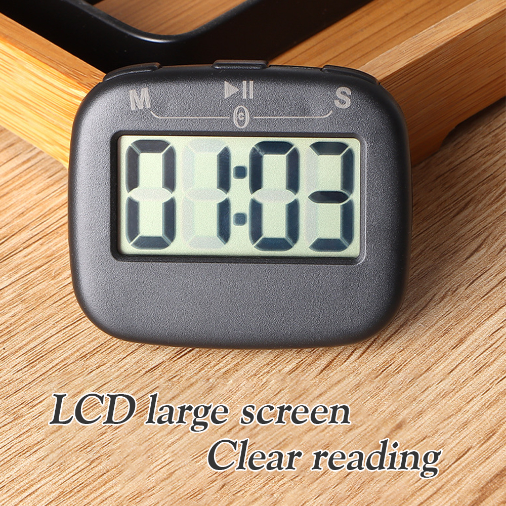 Digital LCD kitchen timer with on/off switch, mute and loud alarm, 24-hour clock, children, teachers, kitchen