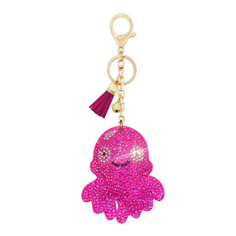 Creatieve Kinderen Kleine Suède Diamant Set Cartoon Mariene Organismen Serie Sleutelhanger Sleutelhanger Hanger Accessoires: Pink Octopus