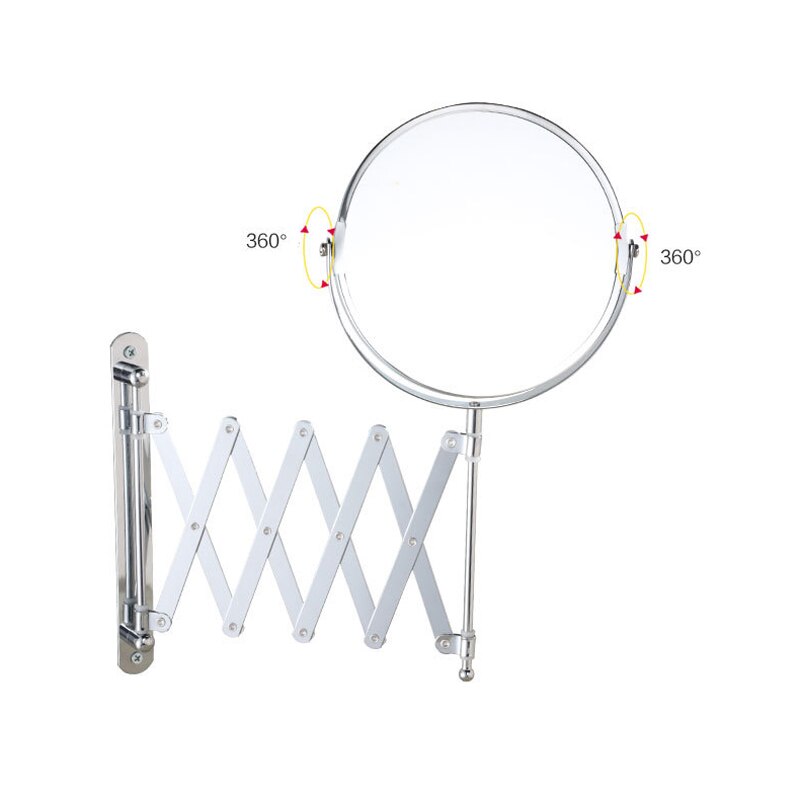 Seinä meikki peili seinälle 1x/2x 360 pyörivä säädettävä kaksipuolinen vapaa suurennuslasi kosmeettinen käsivarsi ulottaa kylpyhuoneen peili