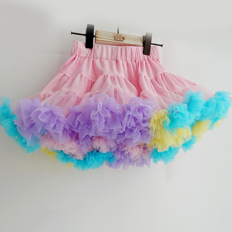Baljurk Tutu Rok Voor Meisje Solid Gekleurde Regenboog Paars Roze Tule Rok Boven De Knie Mini Gelaagde Ruffle Meisjes 1-9 Y: Blue / 1- 5years 80-110cm