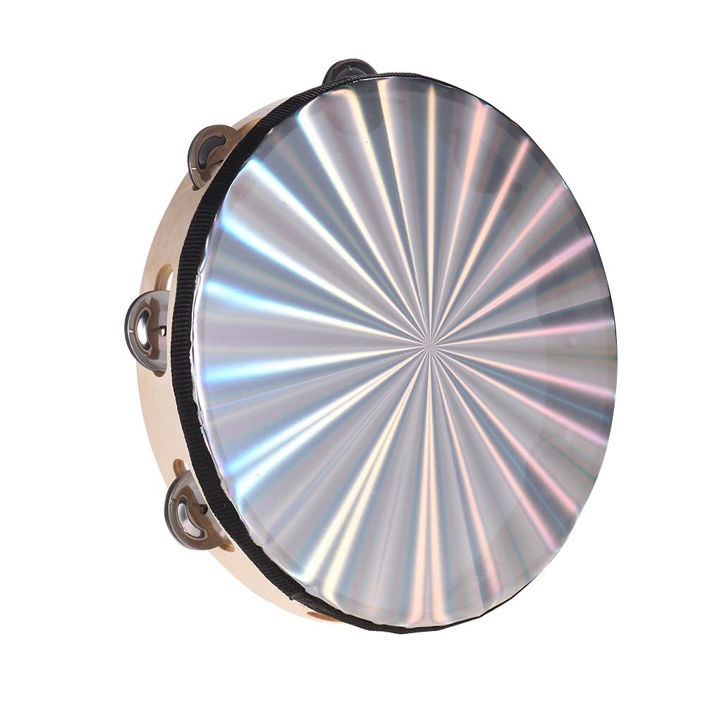 6/ 8/ 10 Inch Holz Radiant Tamburin Handbell Hand Trommel mit Einreihige Jingles Reflektierende Trommel Kopf Percussion instrument