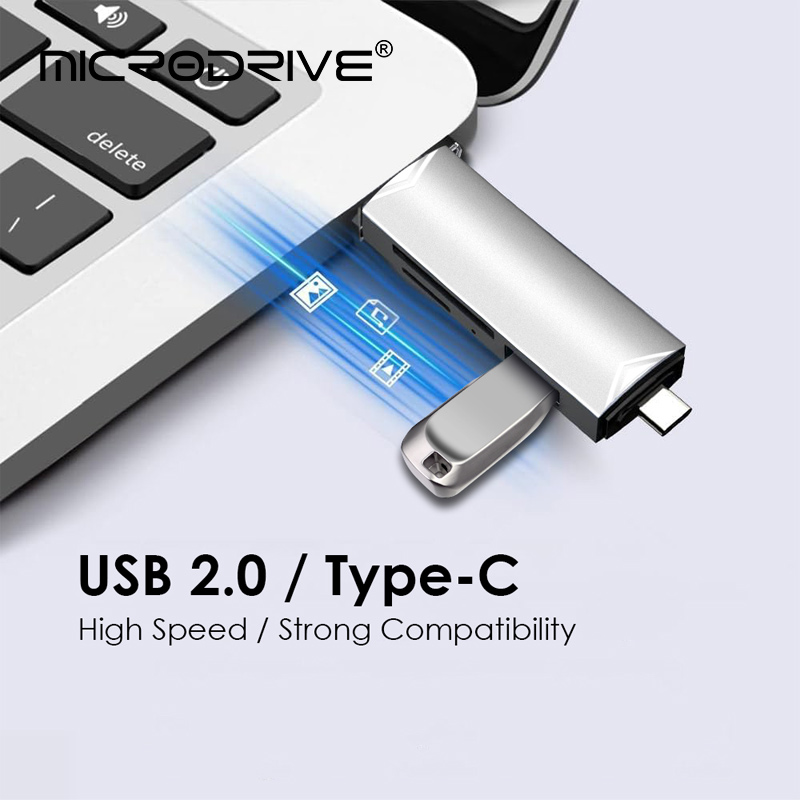 OTG Type C 6-in-1 Micro TF-kaartlezer type c naar usb otg-adapter USB 3.0 TF-kaart USB-flashdrive Multifunctionele kaartlezer