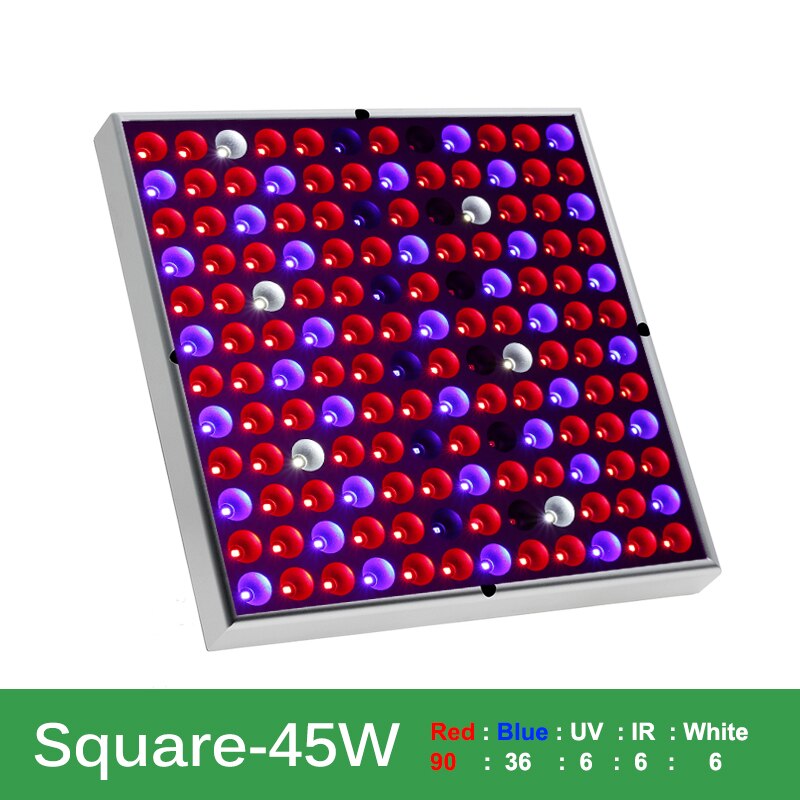 25W 45W AC86V-265V LED Grow Light Full Spectrum SMD 2835 UV+IR Phyto Lamp Fitolampy Indoor Herbs Light For Greenhouse Grow Tent: Square-45W / US Plug