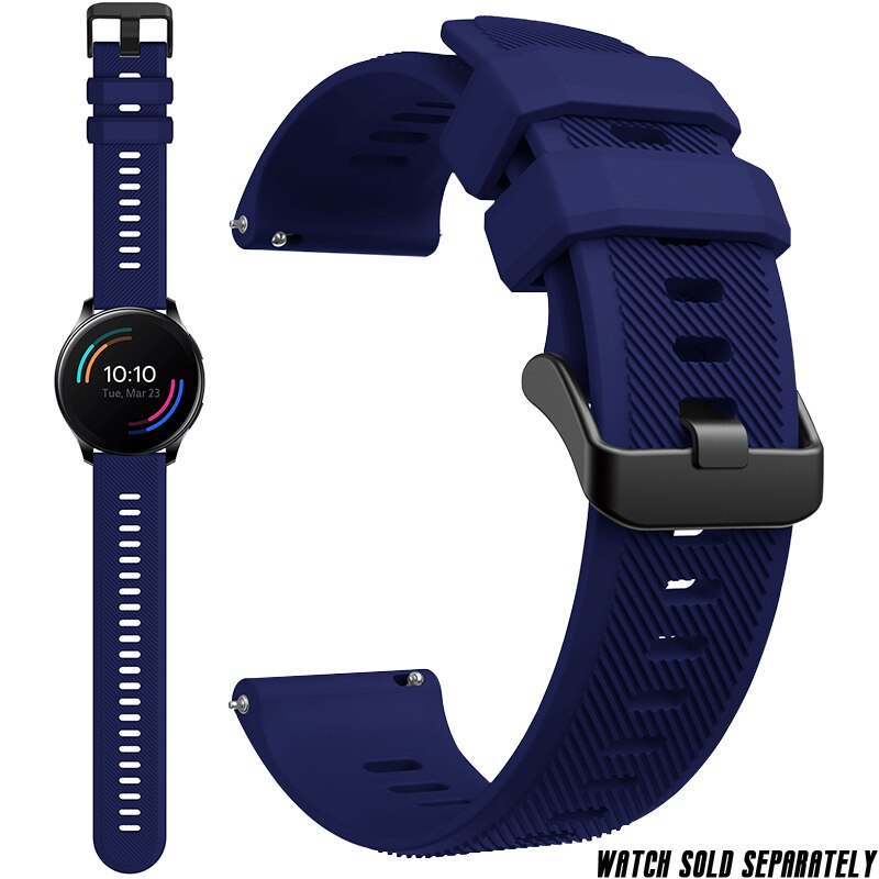 Silikonarmband für oneplus watch 22mm, ersatzarmband für smartwatch, schnellverschluss, streifenmuster, strukturierte oberfläche, armbandzubehör: Marineblau