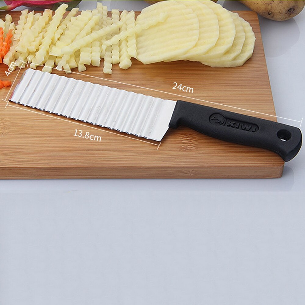 Cuchillo ondulado de acero inoxidable para cortar patatas fritas, utensilio de cocina para cortar patatas fritas, rebanadas de corte corrugado