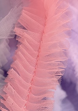 44 Meter 3 cm breiter, plissierter Spitzenbesatz, Stickerei, Rüschen, Organza-Kante zum NäHenne, Brautkleid, Kostüm, Dekoration, Basteln: Hellrosa