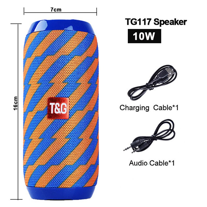 20W TG117 outdoor wireless portable bluetooth speaker, subwoofer waterproof speaker, music center, support USB, TF card caix: TG117 blue yellow