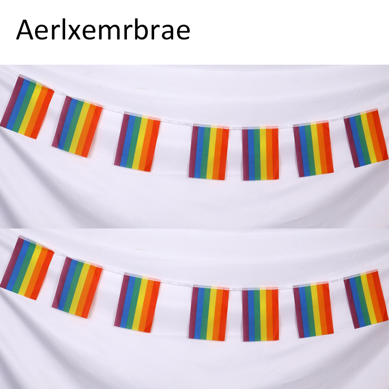 Aerlxemrbrae 5.5m 20 stk/sett 14 cmx 21cm d regnbuestreng flagg polyester standard flagg homofil stolthet fredsflagg