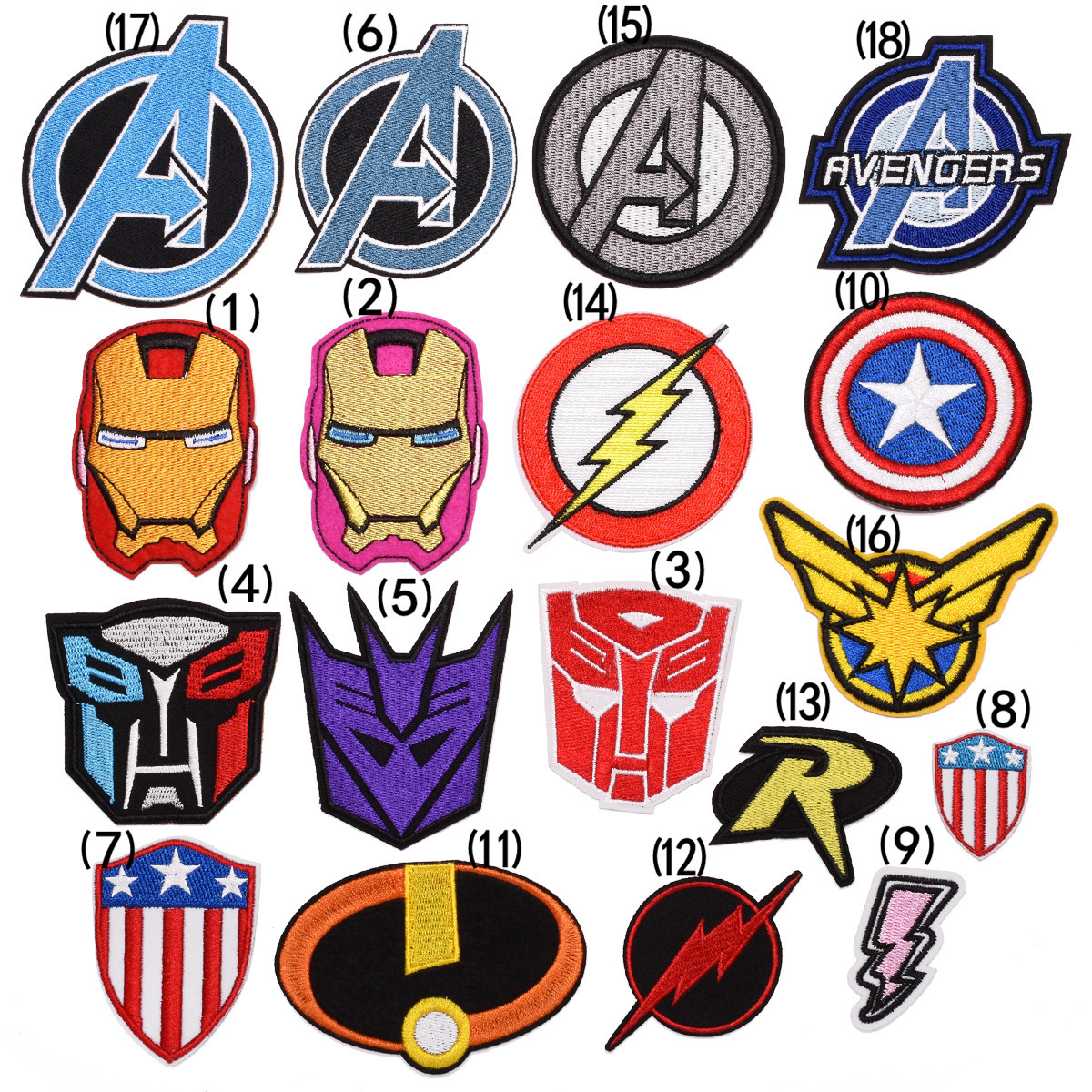 Sticky-Back Patch Decoratieve Jurk Patches Rugzak Pin Badge Pinnen Mode Brief Een Vijfpuntige Ster Bliksem badges