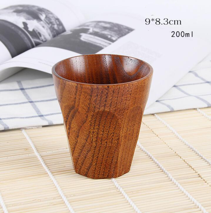 Naturligt trä mugg kaffe vin glas vattenkokare isolering tekopp för familjen te rum bar öl mjölk drinkware: 200ml
