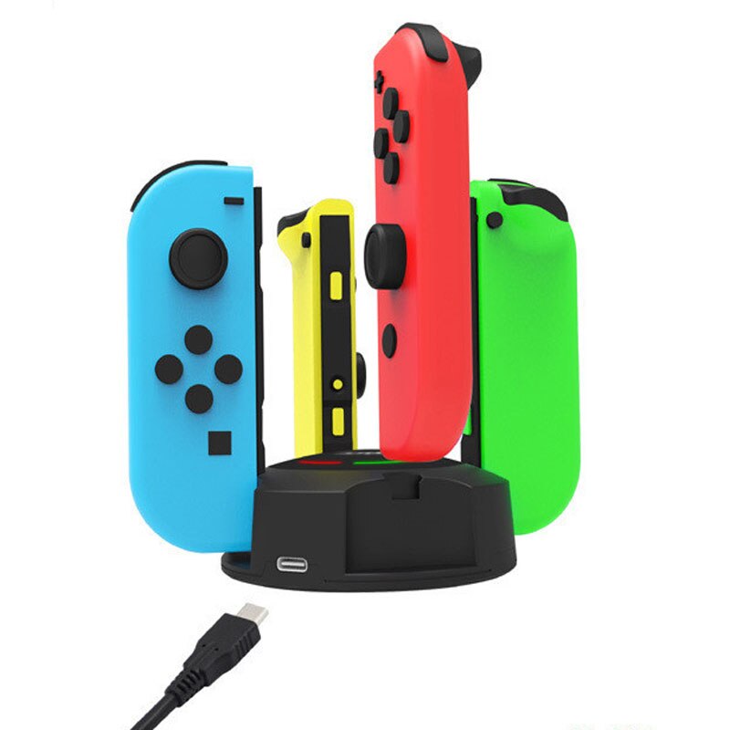 Suporte do carregador do suporte 4 da estação de carregamento da doca do diodo emissor de luz joycon para o interruptor de nintendo joy-con nintend interruptor ns controlador acessórios