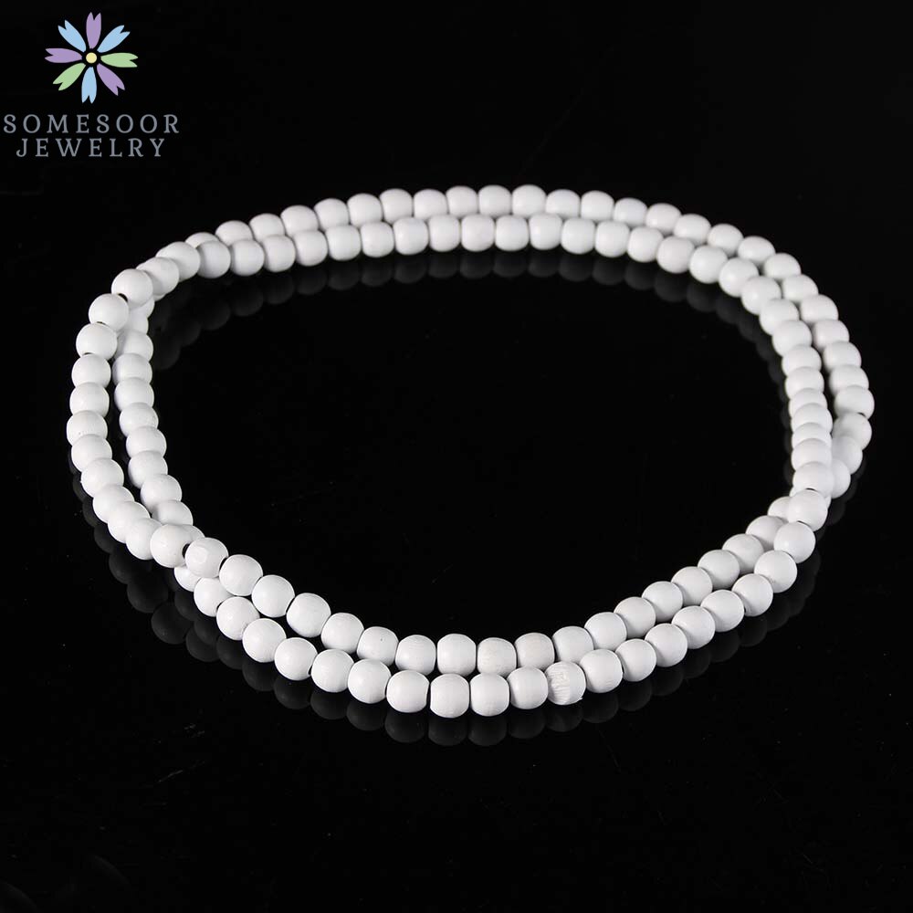SOMESOOR-collar de cadena con cuentas redondas para hombre y mujer, cadena colorida de 45cm de longitud, accesorios colgantes hechos a mano, joyería: White