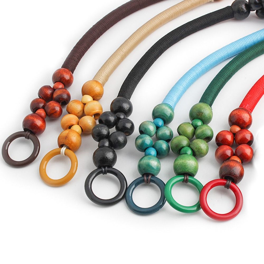 Wooden Handbag Handle Retro Woven Wooden Bead String Handbag Handle DIY Bag Strap Shoulder Belt Purse Handle