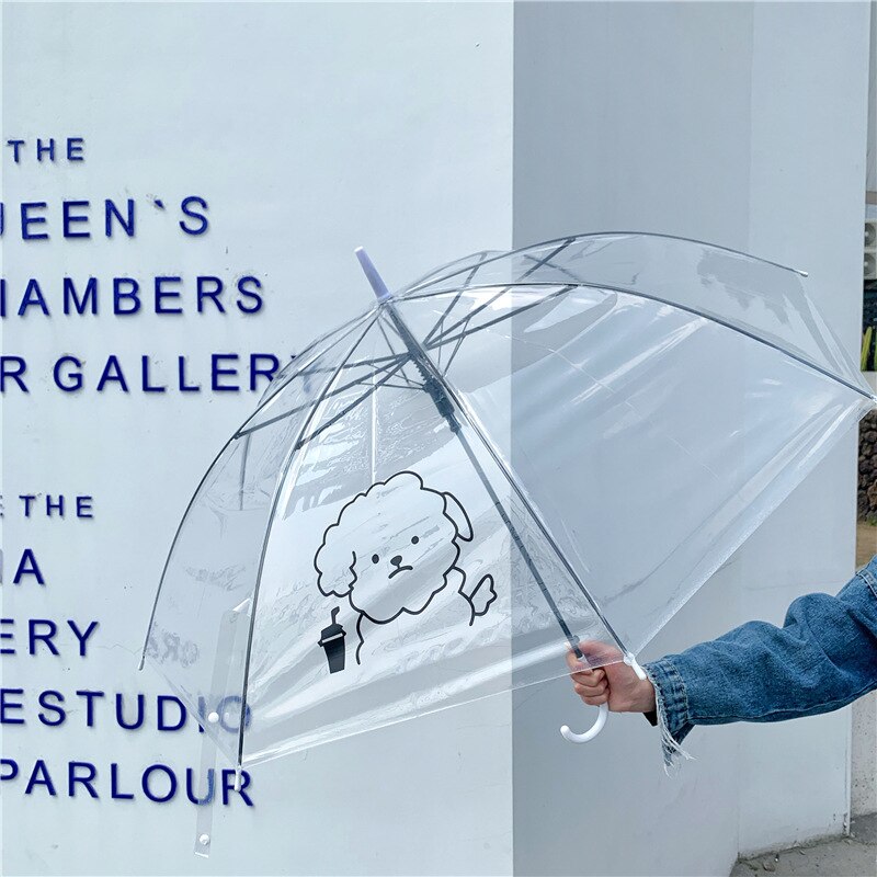 W & g sød badning bjørn mælk te hvalp gennemsigtig paraply regn kvinder udendørs automatisk lys langt håndtag strand paraply: Cola hund