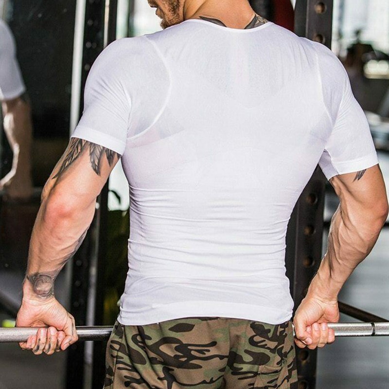 Men Compression T-Shirt Body Shaper Slimming Tops Elastic Muscle Tank Shapewear FK88