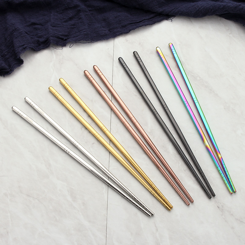 5pairs Korean Stainless Steel Chopsticks with Box Food Sticks Portable Reusable Chopstick Sushi Hashi Household Chinese