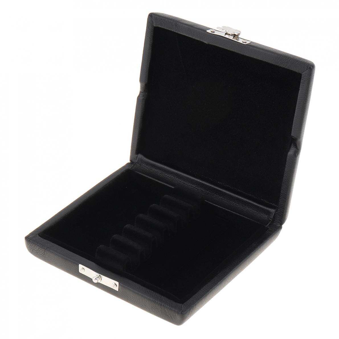 Black Leather Oboe Bassoon Reed Storage Case Box with Vent Holes for 6 Reeds Clarinet Oboe Reeds Box