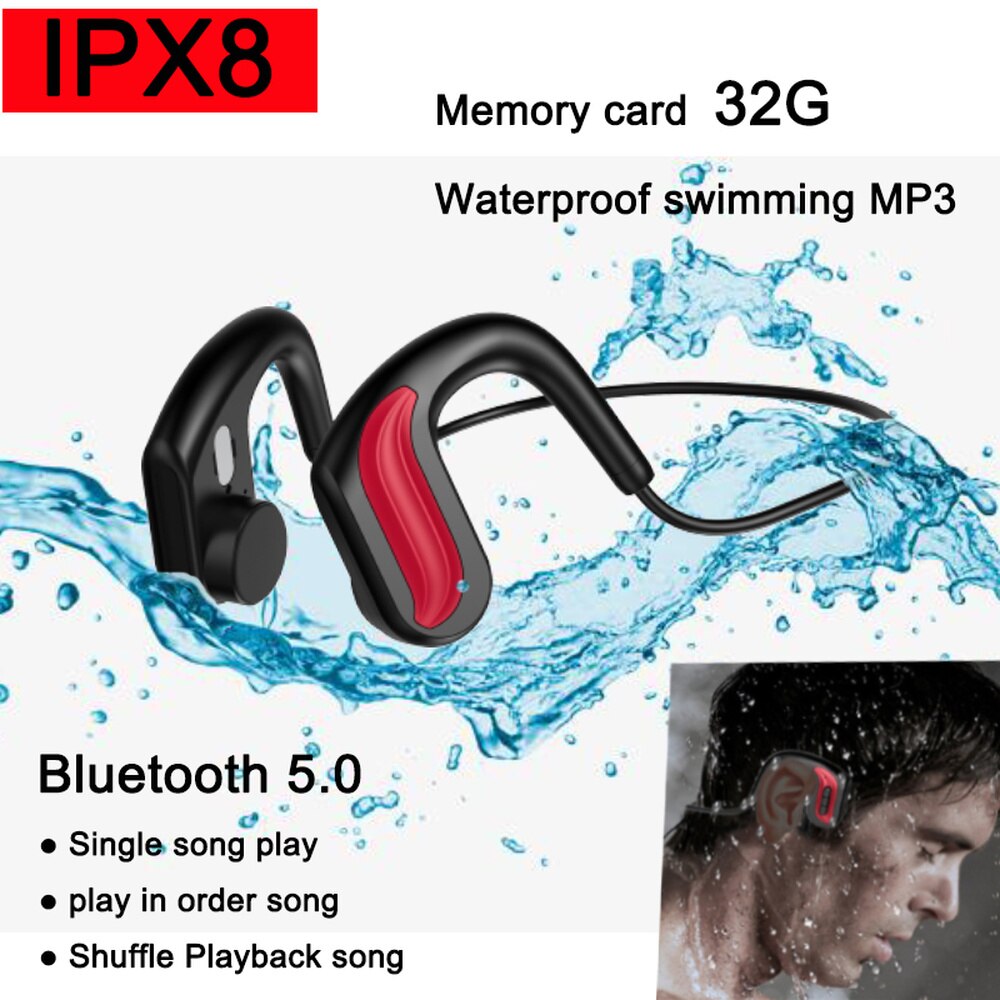 32Gb Muziekspeler IPX8 Waterdichte Zwemmen Bluetooth 5.0 En Mp3 Speler Beengeleiding Duiken/Sport Headset Hifi stereo