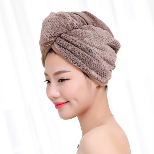 Hurtig tørr vri hår turban håndkle mikrofiber hår pakke inn badehåndkle lokk hatt