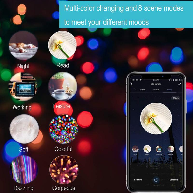 6W RGB Wifi Bulb E27 E14 B22 Candle LED Lamp Dimmer Light For Tuya Smart Life App Contorl Work With Alexa Google Home Siri Voice