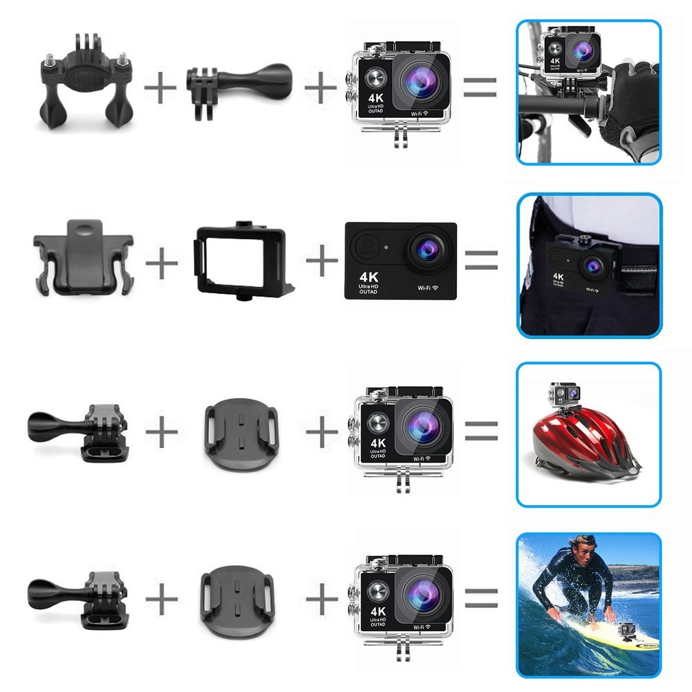 OUTAD 4K Ultra HD Wifi 30M wasserdicht Aktion Kamera 2 LTPS LCD Sport Kamera 12.0 MP 170 Linse Winkel HDMI Ausgang kompakt UK Typ