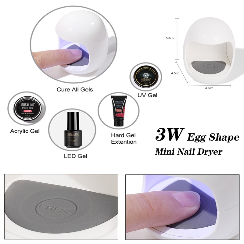 3W Eivorm Mini Nail Dryer Usb Draagbare Uv Led Curing Lamp 30 S Sneldrogende Genezen Licht Voor gel Polish Nail Art Gereedschap