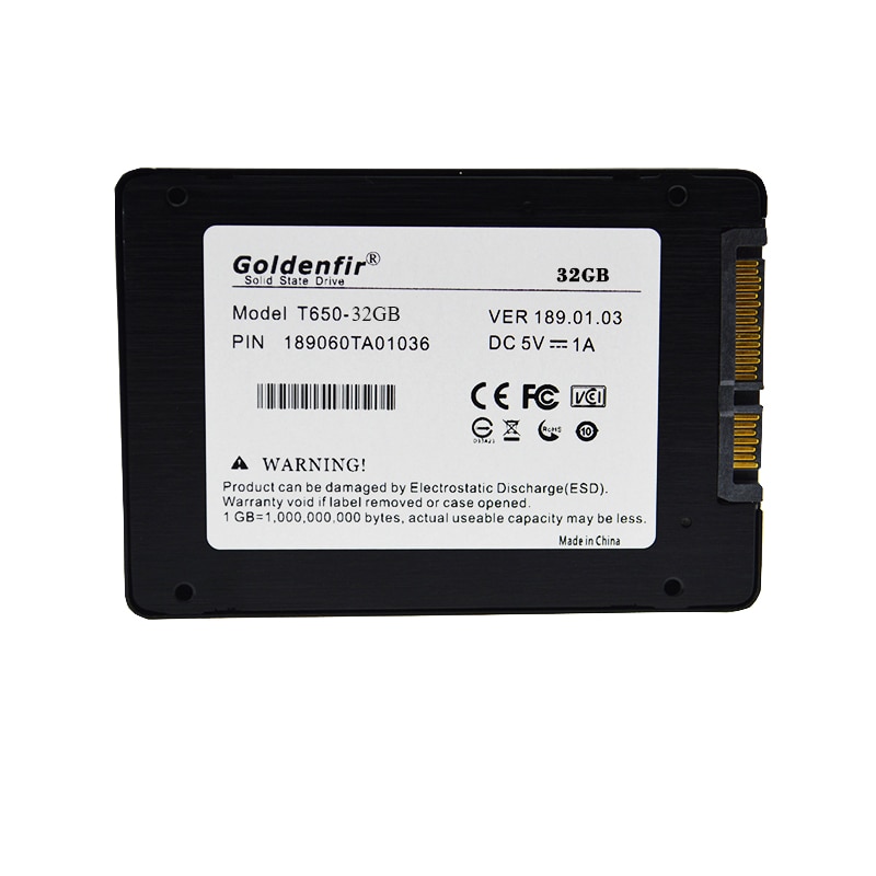 Goldenfir – Disque dur SSD, SATA 2, 2,5 pouces, capacité de 8 Go, 16 Go, 32 Go, 64 Go, 120 Go, 128 Go, 128 Go, 256 Go, 512 Go, pour ordinateur
