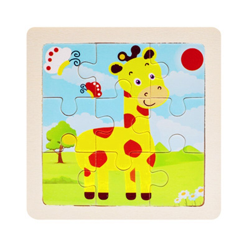 Mini Größe 11*11 CM Kinder Spielzeug Holz Puzzle 3D Baby Cartoon Tier/Verkehrs Holz Puzzles Jigsaw Bildungs spielzeug für Kinder