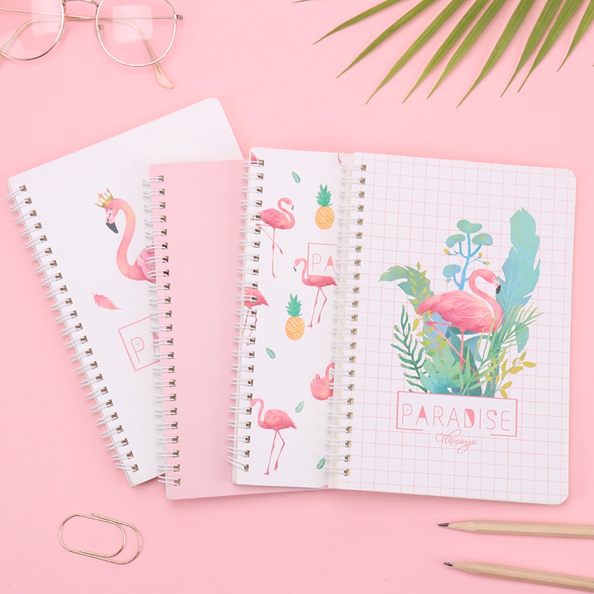 1Pc Briefpapier Flamingo Notepad A5 Notebook Kleine Verse Coils Deze Hand Grootboek Student Levert 120 Pagina 'S