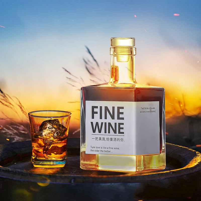 Bourbon-karaffel til whisky, skotsk whisky, spiritus, firkantet blyfri skotsk whisky-karaffel, premium vodka-karaffel