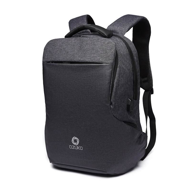 Heren rugzak student schooltas laptop rugzak multifunctioneel heren zakelijk reizen usb opladen 15.6 inch solide