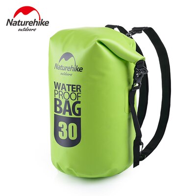 Naturehike Waterproof Backpack 2 Shoulder Straps Ocean Pack Outdoor Beach Swimming Storage Bag Camping Drifting Kayak Dry Bag: 30L Green