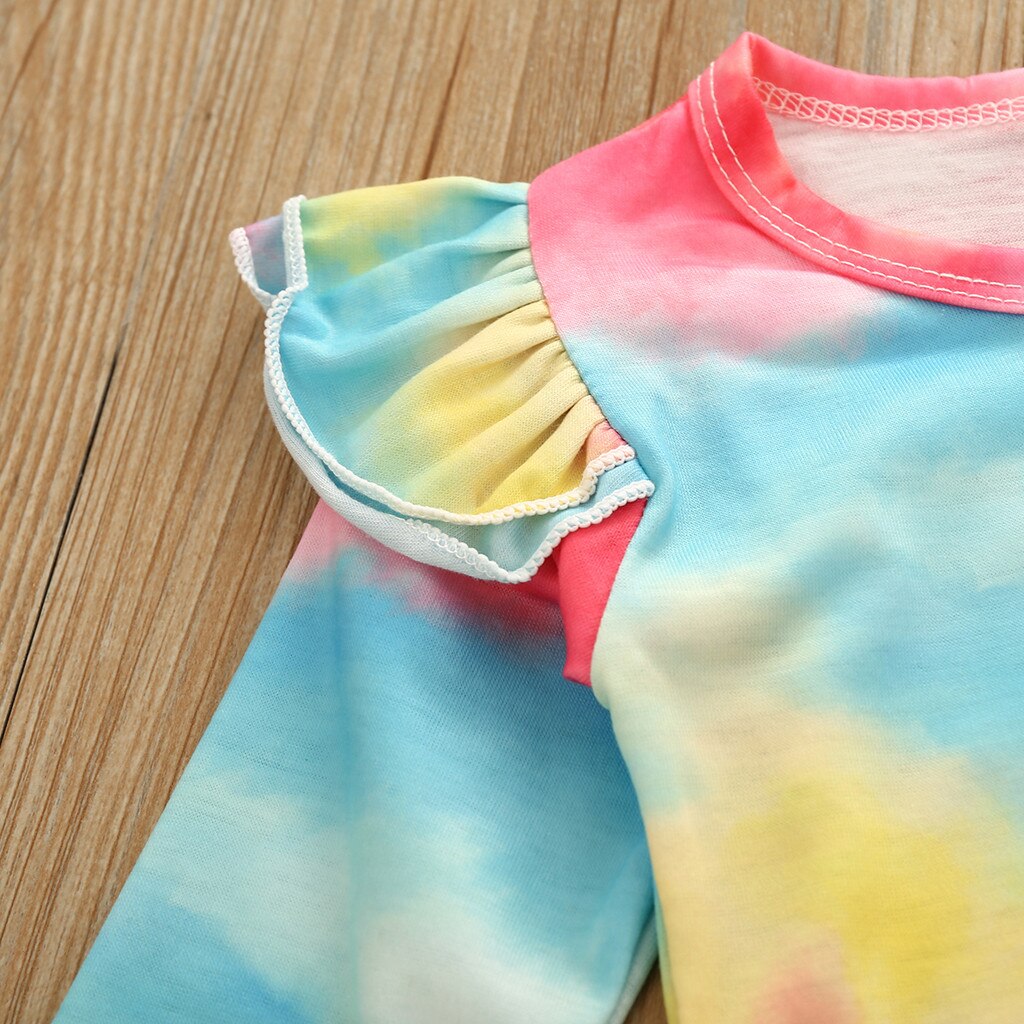 Regenboog Tie-Geverfd Baby Nachtkleding Pasgeboren Meisjes Jongens Lange Mouw Romper + Broek Pyjama Nachtkleding Outfits Pijama Bebes Invierno