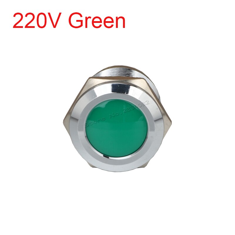 22mm Metal Indicator light LED Signal Lamp Warning light Car Boat Pilot Panel Signal Light 6V 12V 24V 220V 110V RGBYW Waterproof: 220v Green