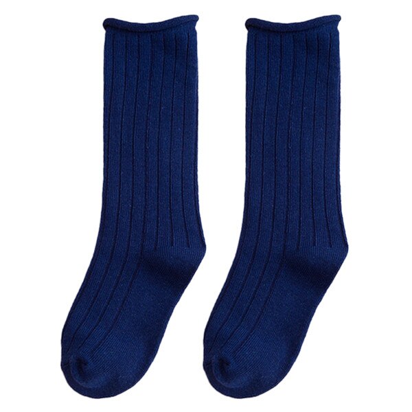 Kinderen meisjes lange laarzen sokken effen snoepkleur beenwarmer verticale streep slang: 9- koningsblauw / Ik