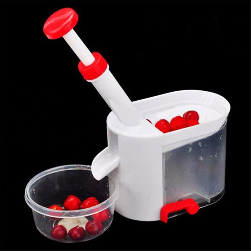 Novelty cherry cutter, stone removal tool, kitchen utensils, bone removal tool and olive container