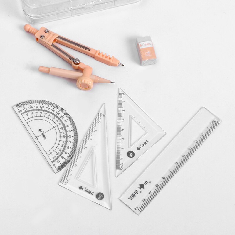 Math Drawing Compasses Set Pencil Eraser Students Compass Ruler