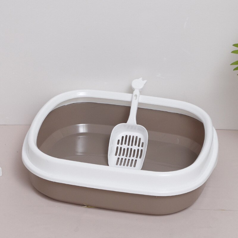 Large Cat Litter Box Semi Enclosed Cat Litter Basin Cats Toilet Odor Proof And Splash Proof Cats Litter Basin Pet Products: Coffee