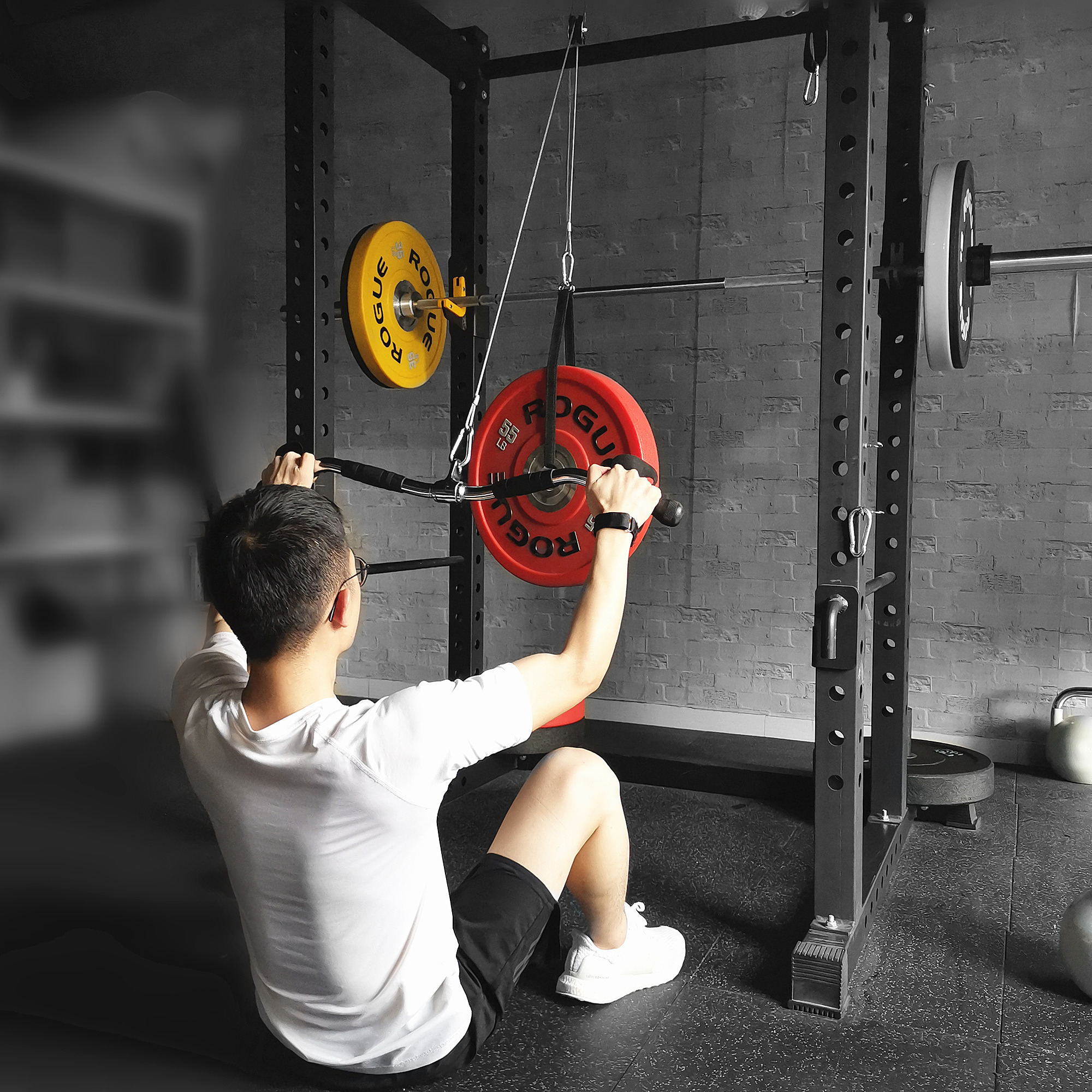 Fitness diy remskive kabel maskine fastgørelsessystem længdejusterbare sæt med loading pin triceps rem hjemme gym udstyr