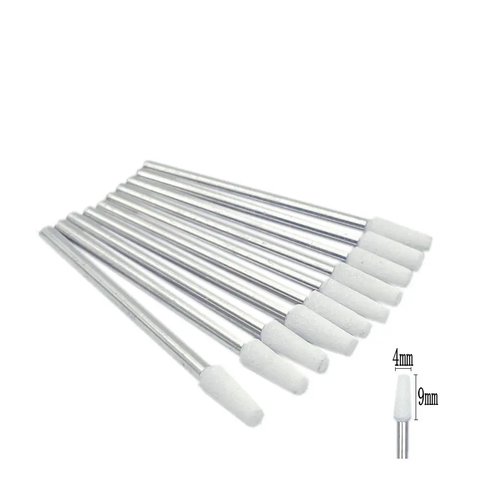 10pcs/set Dental Stone Grinder Polisher Burs 2.35mm Shank For Contouring Shaping Porcelain Dental Rotary Stone Polisher: Silver