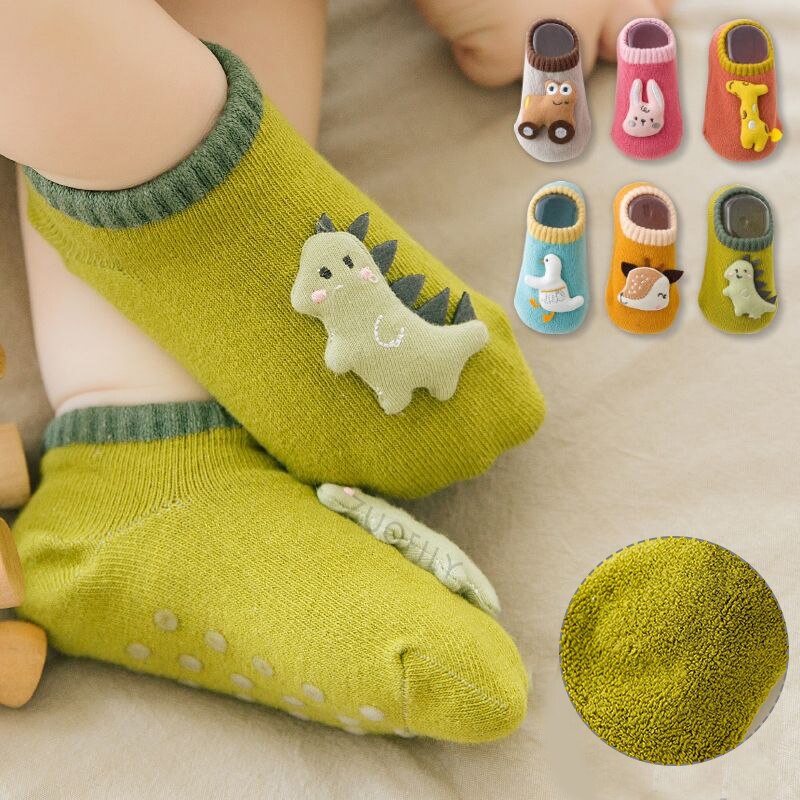 Cartoon Dinosaur calzini per bambini inverno caldo ragazza ragazzo calzini da pavimento bambola carina antiscivolo bambino calzino corto