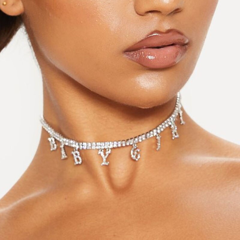 Stonefans BABYGIRL Rhienstone naszyjnik listowy choker dla kobiet dwuwarstwowy łańcuch kryształowy naszyjnik warstwowy naszyjnik słowo