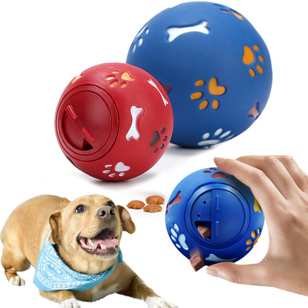 Valp hund kattmat dispenser boll silikon ljud husdjur hund golden retriever tuggboll leksak 2 färger
