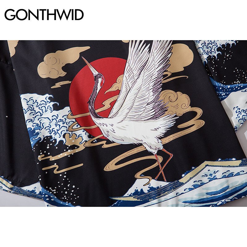 PRIJOUHE Heren Kimono Jassen Vest Lichtgewicht Casual Katoen Blends Linnen Zeven Mouwen Open Voorkant Jas Uitloper, Zwart1, M