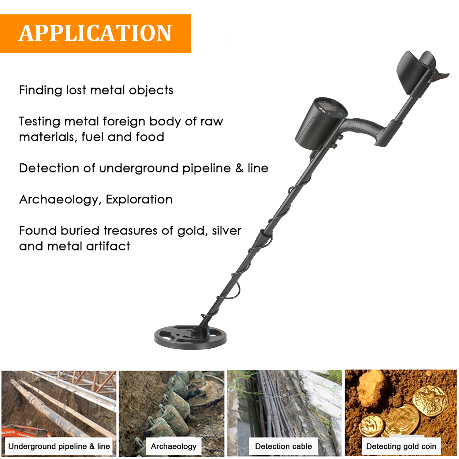 KKmoon GT-620G Metal Detector Pinpointer Gold Detector Underground Metal Finder Treasure Hunting Equipment Metal Detecting Tool