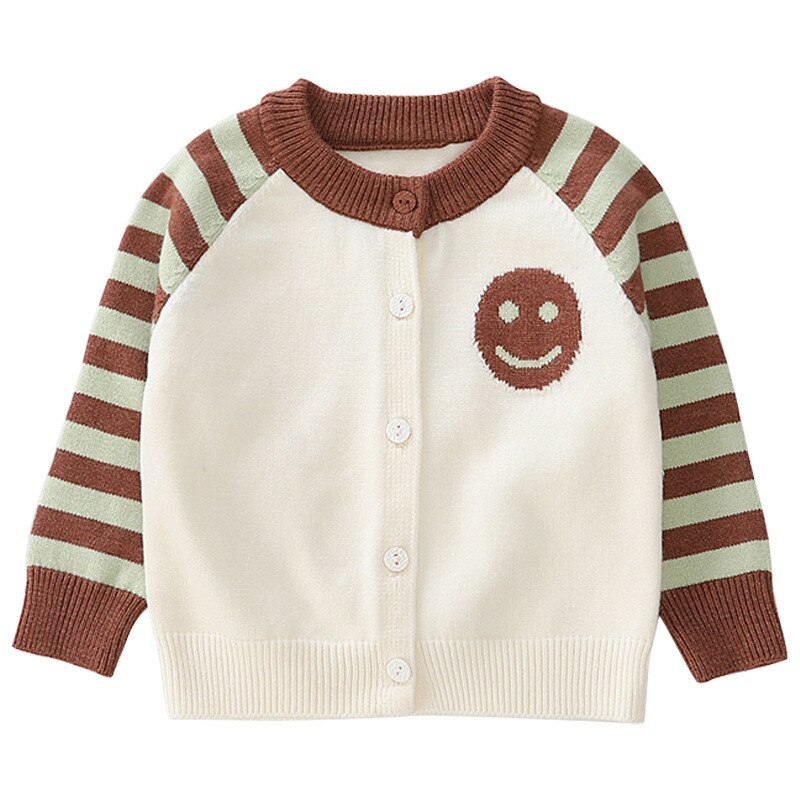 Herfst Winter Peuter Baby Jongens Meisjes Gebreide Trui Voor Jongens Vest Jas Kinderen Truien Jongens Kleding Met Smiley Tops 1-3 Y: Bruin / 100CM