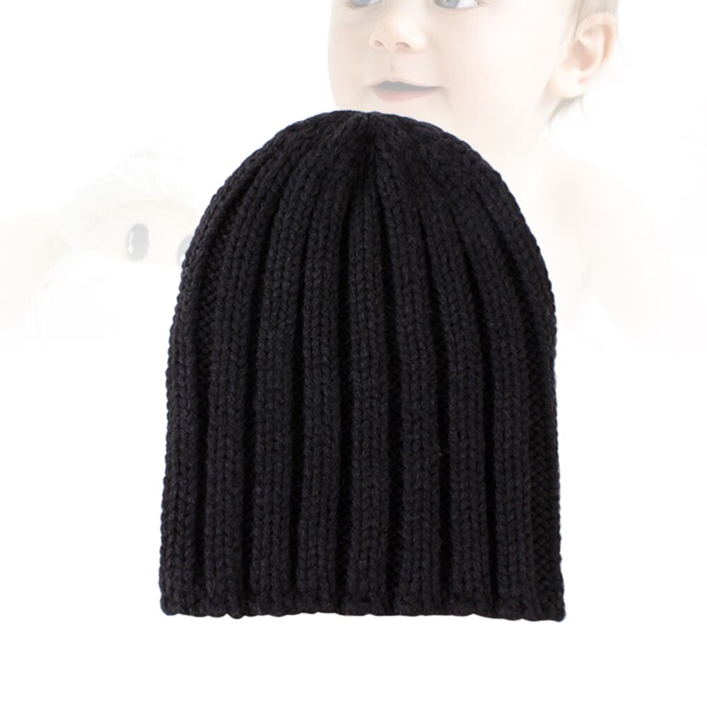 Warm Hoofdtooi Winter Gebreide Muts Haak Beanie Cap Acryl Fiber Hoed Voor Baby Kinderen (Wit): Black